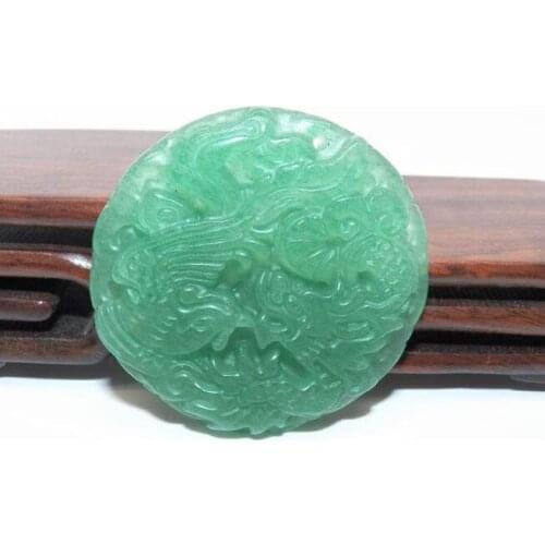 100% green pendant jade pendant, Chinese dragon and Phoenix necklace, Jewelry pendants for men and women