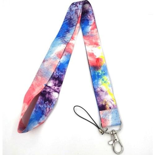 10Pcs Watercolor Texture Mobile Phone Straps Keychain Lanyard For Keys USB Gym ID Card Badge Holder Neck Strap Necklace Webbing