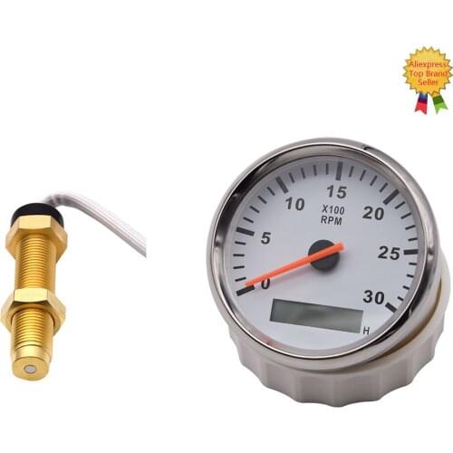 3000RPM Tachometer With Hourmeter 85MM Tacho Gauge for Gasoline Diesel Engine Gauge with M18 / M16 Car Boat Tachometer Sensor