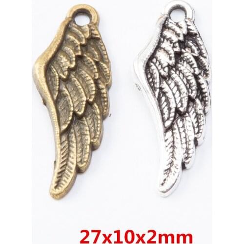 55 pieces of retro metal zinc alloy wing pendant for DIY handmade jewelry necklace making 7312