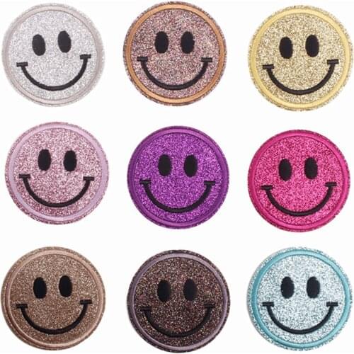 9pcs Shiny cartoon cute smiling face clothing embroidery patch stickers ironing cloth stickers clothes decoration badge