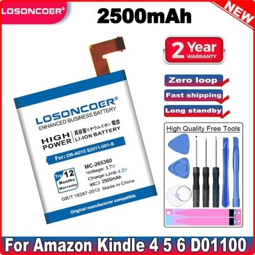 LOSONCOER 2300mAh MC-265360 Battery for Amazon Kindle 4 5 6 515-1058-01 D01100 S2011-001-S DR-A015 Built-in Battery