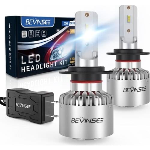 Bevinsee X6 Anti-EMC Headlight LED H7 H4 8000Lm 60W Car Lamps 9005 HB3 9006 HB4 H11 P13W PSX24 Auto LED Bulbs HB3 Fog Light