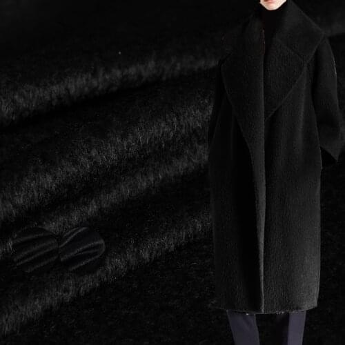 White Waxberry Black NavyBlue Suri Wool Overcoating Garment Materials Winter Women Overcoat Sewing DIY Cloth Fabric Freeshipping