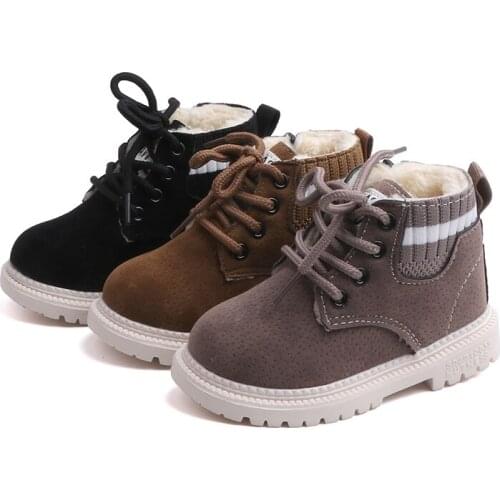 Children Fashion Boots Winter Wool Teen Girls Chelsea Boot With Zip Big Boys Snow Boots Leather Sneakers Baby Kids size 21-30