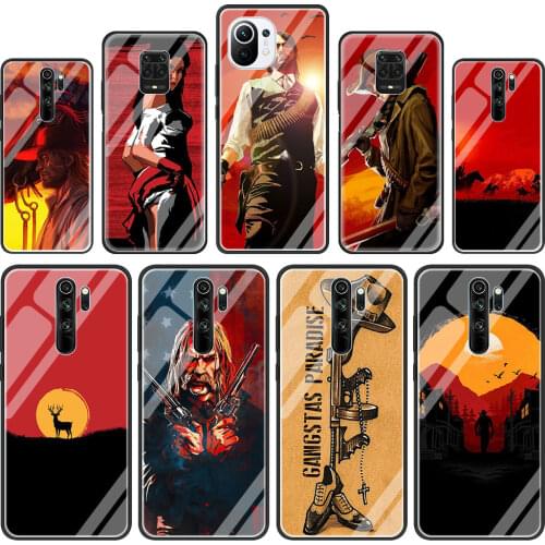 Red Dead Redemption 2 Tempered Glass Phone Case for Xiaomi Redmi Note 9S 8 Mi Poco X3 NFC 9 7 8T 10 Lite 9T 10T K40 Pro 9C Cover