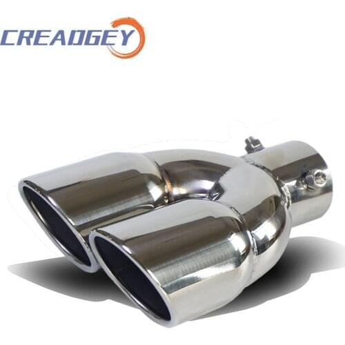 Creadgey Dual Tail Pipe Rear Tips Stainless Steel Outlet Nozzle Throat Universal Modified Exhaust Muffler Car Styling