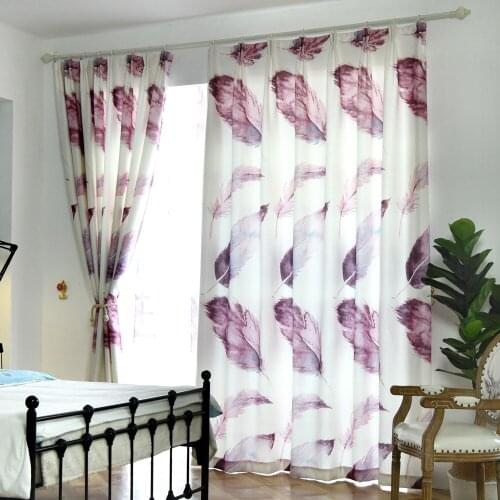 Feather Decor Window Curtain Panels Elegant 1 Piece Gray Custom Made Kitchen Bedroom Drapes voillage pour le salon Polyester