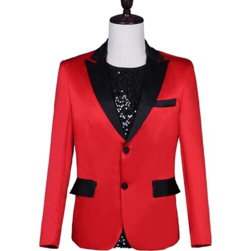 Business Casual Style Man Classical Red Slim Fit Blasers Fashion Party Mens Wedding Suits Nightclub Male Banquet Jacket-coat