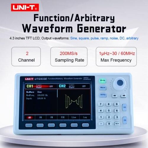 UNI-T UTG932E UTG962E Function Singal Generator 30Mhz 60Mhz Dual Channel Frequency Sine Wave Arbitrary Waveform Generator