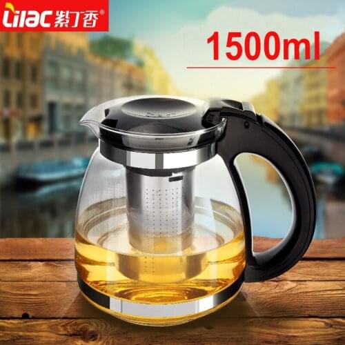 Hot sale Drinkware!Genuine 1500ml Glass TeaPot Home & Office Tea Pot Kettle Heat-Resistan Stainless steel Strainer FREE SHIPPING