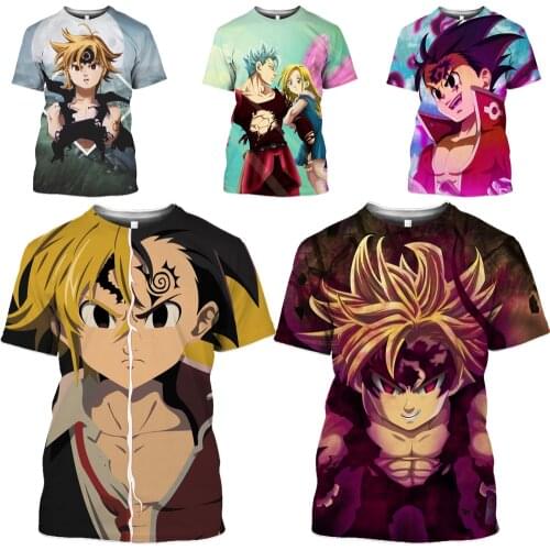 HOXIXIB Anime The Seven Deadly Sins T Shirt Men Tees 3D Print Cartoons Tops Meliodas Women Tshirt Dragons Sin of Wrath Pullover