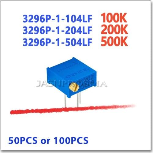 JASNPROSMA 3296P 50PCS 100PCS 100K 200K 500K 104 204 504 Precision Adjustable P 3296P-1-104LF 3296P-1-204LF 3296P-1-504LF OHM