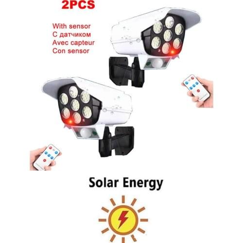 2pcs remote Solar motion sensor lamp light Simulation Dummy Camera Fake Power Outdoor Indoor Home Security Surveillance Camera B