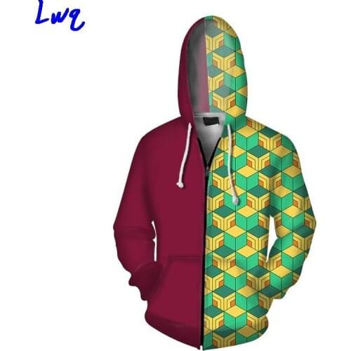 Party Demon Slayer Kimetsu no Yaiba Tanjirou Nezuko Zenitsu Tomioka Giyuu Cosplay Hoodie Costume Anime Jacket Coat for Halloween