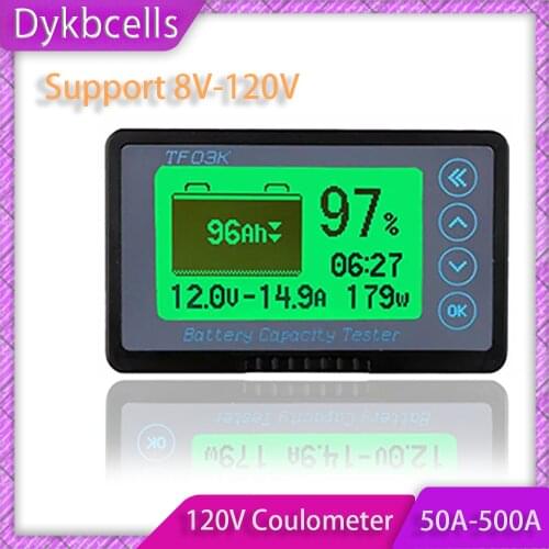 DC 8-120V coulometer Monitor 100A 350A 500A Capacity Tester meter RV electric Scooter Lifepo4 lead-acid Li-ion lithium Battery