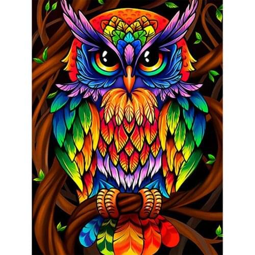 Square Diamond Painting Colorful Cartoon Owl Diamond Embroidery Full Set Diamond Mosaic Rhinestone Decorations