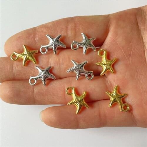 JunKang 20pcs Starfish Ocean Metal Pendant for Jewelry DIY Handmade Bracelet Necklace Accessories Wholesale