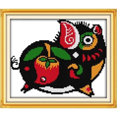 Happiness and longevity pig (1) cross stitch kit 18ct 14ct 11ct count print canvas stitches embroidery DIY handmade needlework