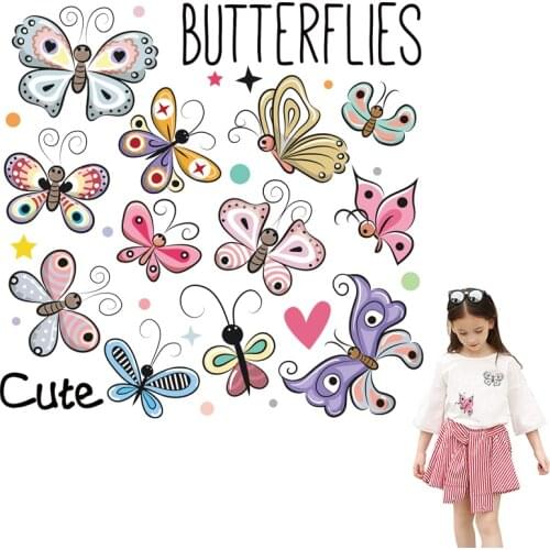 DIY Iron On Transfer Cartoon Animals Patches For Clothes Stripe Iron Heat Transfer Vinyl Patch Sticker Thermal Applique Badge