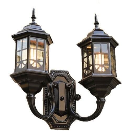 European style retro outdoor double head wall lamp outdoor balcony garden lamp waterproof corridor aisle staircase lamp