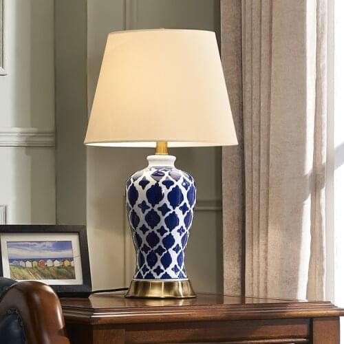 American Ceramic Bedroom Bedside Lamp Creative European Blue Simple Modern Living Room New Chinese Warm Home Table Lamp