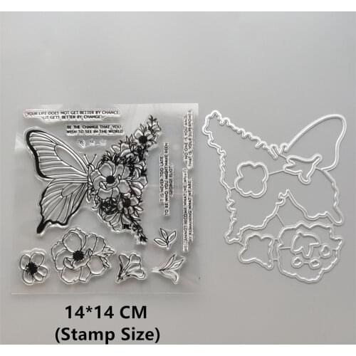 2021 New Butterfly Flowers Clear Stamps and Metal Cutting Dies DIY Scrapbooking Embossing Album Seal Template Punch Stencils