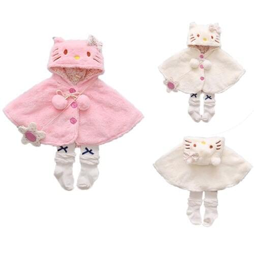 Pudcoco Infant Baby Cat Hooded Cloak Poncho Jacket Outwear Warm Coat Clothes Snowsuit 0-24M