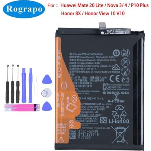 Original 3750mAh HB386589ECW Battery For Huawei Mate 20 Lite / Honor 8X / View 10 Lite / Nova 3 4 / P10 Plus JSN-L21 L22 L23 L42