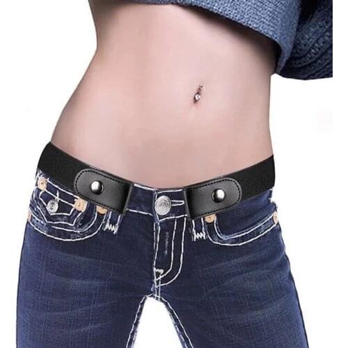 Buckle-Free Belt Dress Ladies Slim Sports Trend Jeans Womens Punk Style Comfortable Elastic New Waist Pants Stretch Elastic