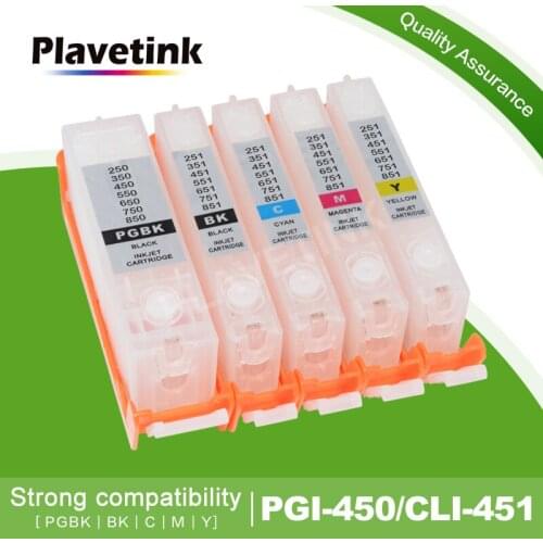 Plavetink PGI 450 CLI 451 Refillable Ink Cartridge Replacement for PGI450 CLI451 For Canon PIXMA iP7240 MG5540 MG6440 Printer
