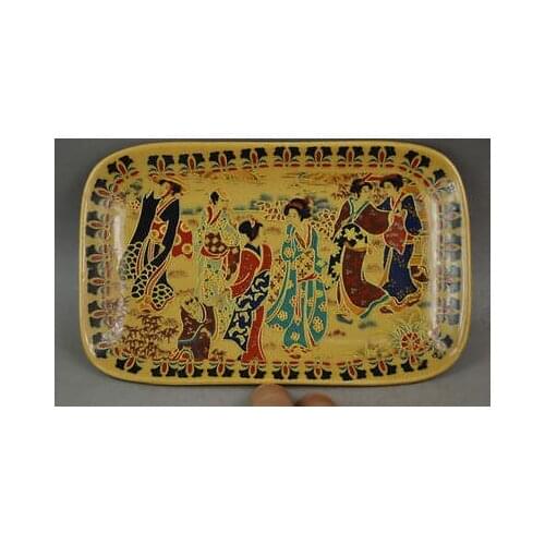 Elaborate Old Porcelain Dowager Wear Showily Talk Together Plate