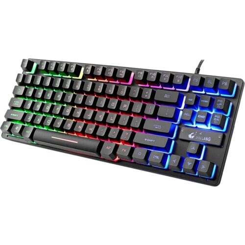 K16 Gaming Keyboard USB Wired Keyboard, Backlit Computer Keyboard 87 Keys, Splash-Proof,Great for PC Game, Black