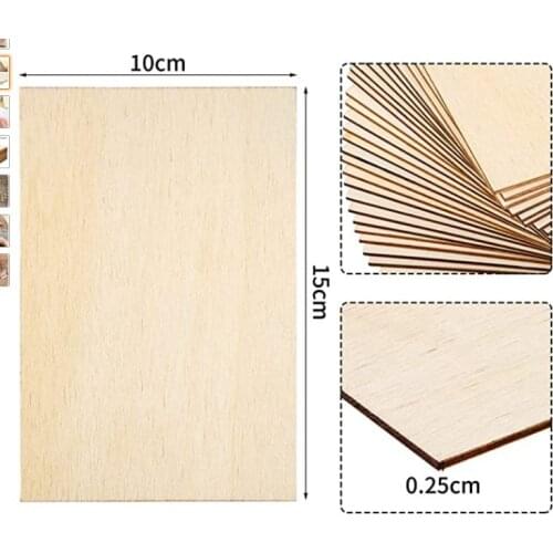 30pcs 10*15cm Unfinished Square Wood Slices Blank for Coasters, Pyrography, Painting, Writing, Photo Props and Decorations
