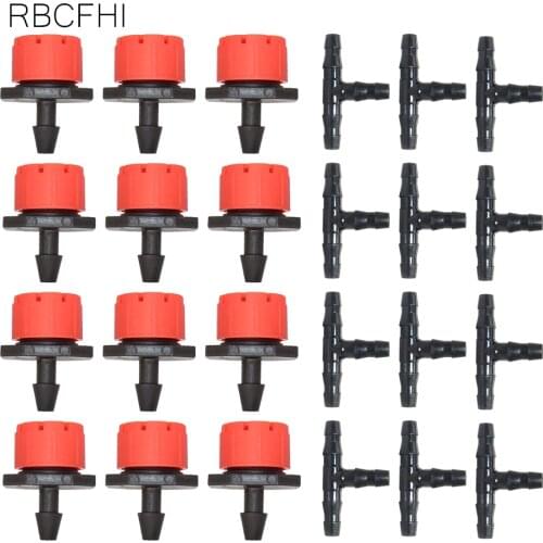 RBCFHl Garden Irriate Adjustable Drippers 4/7MM Barb Tee Connectors Micro Drip Irriation Emitter Anti-Clogging for 1/4'' Hose