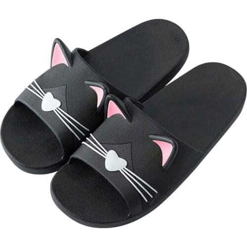 Slippers Men Women Home Indoors Cartoon Cat Floor Family Shoes non-slip Beach Sandals slip on flip flops Baby Kids Boys