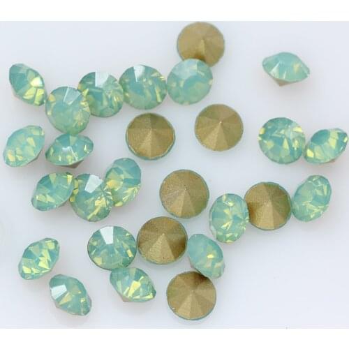 Ss4-ss38 green opal The Czech crystal rhinestone pointed bottom glass stones 3 d nail art decoration clothing drill beads