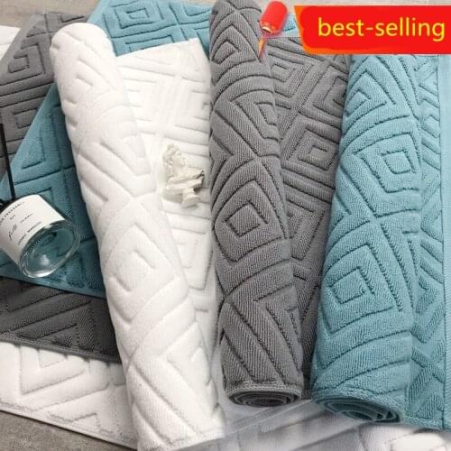 Home Floor Towel 100% Cotton Comfortable Bathroom Non-slip Home Toilet Floor Mat Club Home Stay Thick Absorbent Cotton Foot Mat