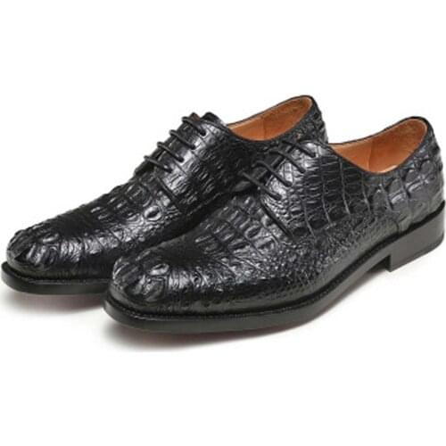 Linshe crocodile Men shoes business manual Wedding shoe male Leather shoes pointed men dress shoes Work shoes