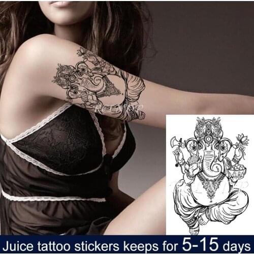 Waterproof Temporary Juice ink Tattoo Sticker Creative Geneisha Lotus Ax Flower Fruit Gel Long lasting tatto Art for Men Women