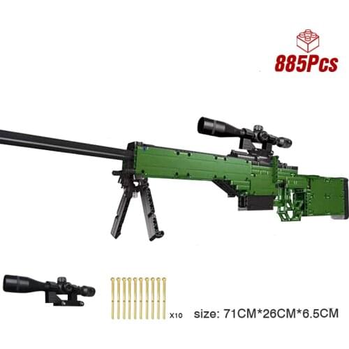 High-tech 885pcs Military Weapon Building Blocks Creative Sniper Rifle Pistol Model Kit Bricks Gun Toys For Boys Birthday Gifts