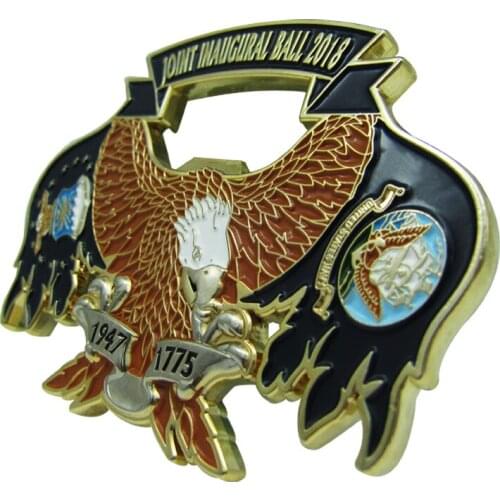 Factory direct eagle logo bottle opener Enamel glue zinc alloy coins