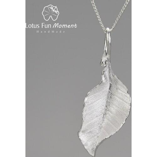 Lotus Fun Moment 18K Gold Vintage Elegant Autumn Leaves Pendant Necklace for Women Sterling Silver 925 Jewelry 2021 Trend New