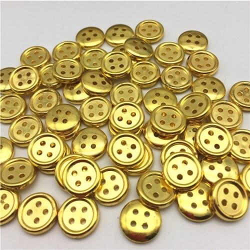 100pcs 10mm Gold/Brass Round 4 Holes Buttons Sewing Clothing Accessories Button DIY Scrapbooking Crafts