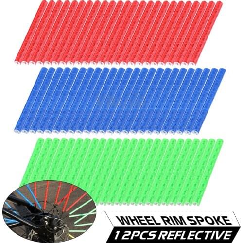 12Pcs Bicycle Mountain Bike Riding Wheel Rim Spoke Mount Clip Tube Warning Light Bike Strip Reflector Reflective