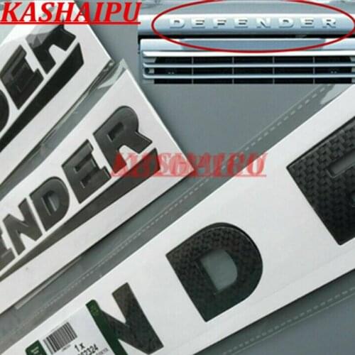 1x Carbon Fiber/Black 3D Letters Text Defender Emblem Badge Logo Decal Fits For Land Rover Defender Trunk/Hood/Front/Rear