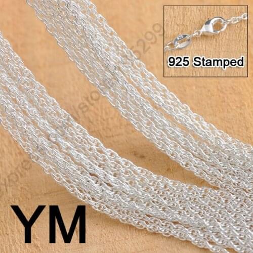 Stock Fast Shipping 20Pcs Lot 18" 925 Sterling Silver Jewelry Rope Necklace Chains With Lobster Clasps For Pendant