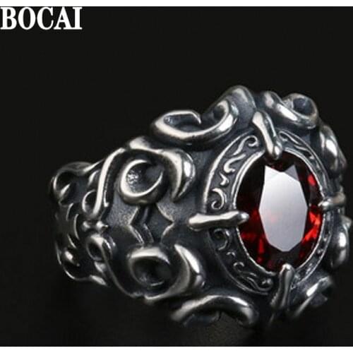 925 sterling silver Boys style Gothic style retro do the old Thai silver ring