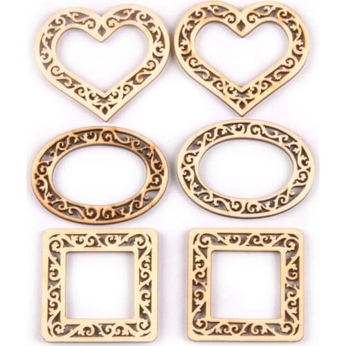 10pcs 63x50mm DIY Handmade Wooden for Lace photo frame Scrapbooking Craft Home decoration handicrafts wood Ornament M1983