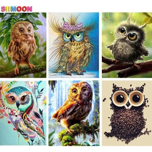 Div Diamond Painting Full Square Owl Cross Stitch Kits 5D DIY Diamond Embroidery Animal Picture of Rhinestones paint by diamand